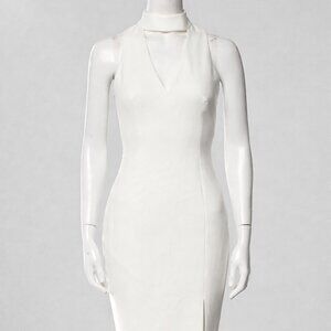 Intermix White Sleeveless Mock Neck Sheath Dress Size L